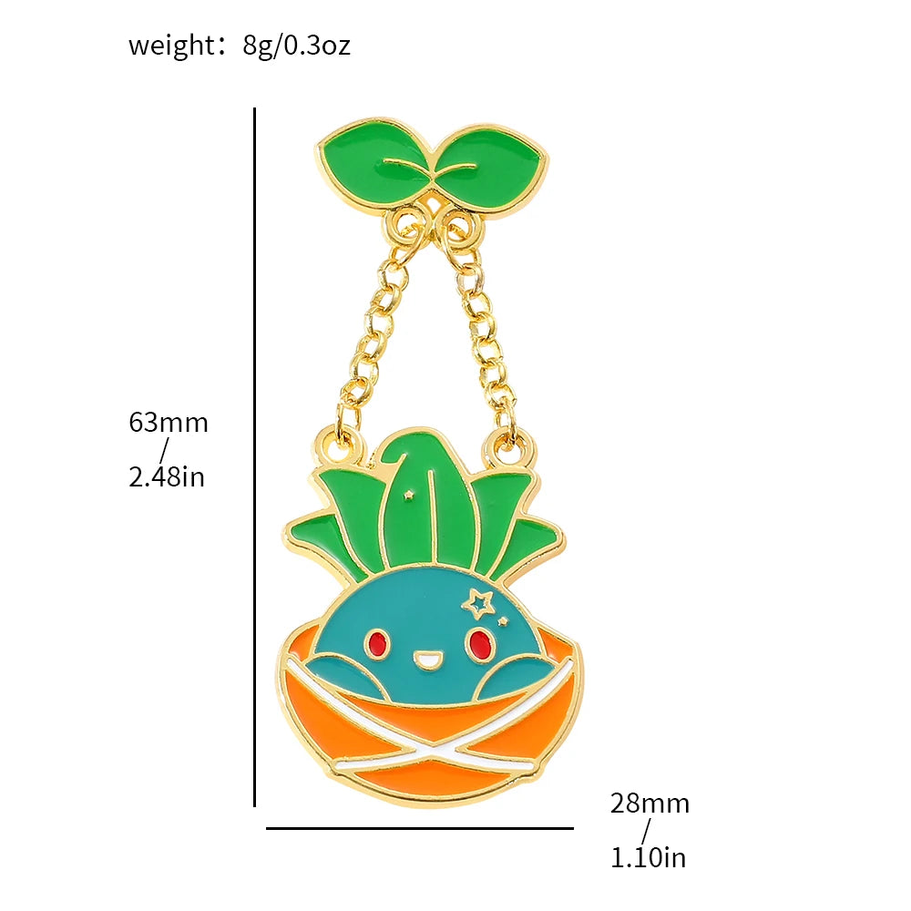 Pokemon Pin Bulbasaur & Oddish Enamel Pin lapel pin anime on a denim background