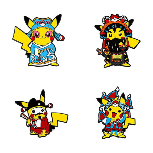Pokemon Pikachu Chinese Opera Enamel Pin Set - 4 Piece Collection