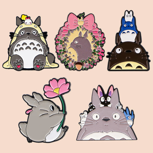 Ghibli Studio Totoro Enamel Pin Set - 5 Piece Cute Lapel Badge Collection