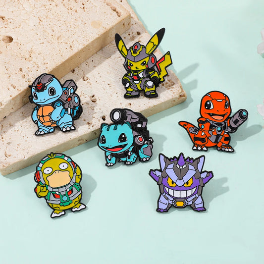Pokemon cartoon brooches - cute anime hat pins for backpacks
