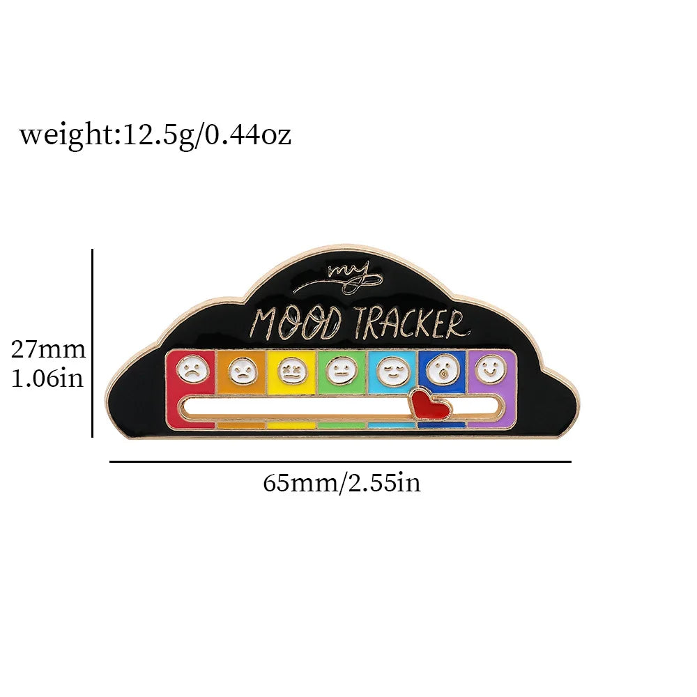 Black_Colorful_cloud-shaped_Mood tracker with dimensions and weight information on a white background