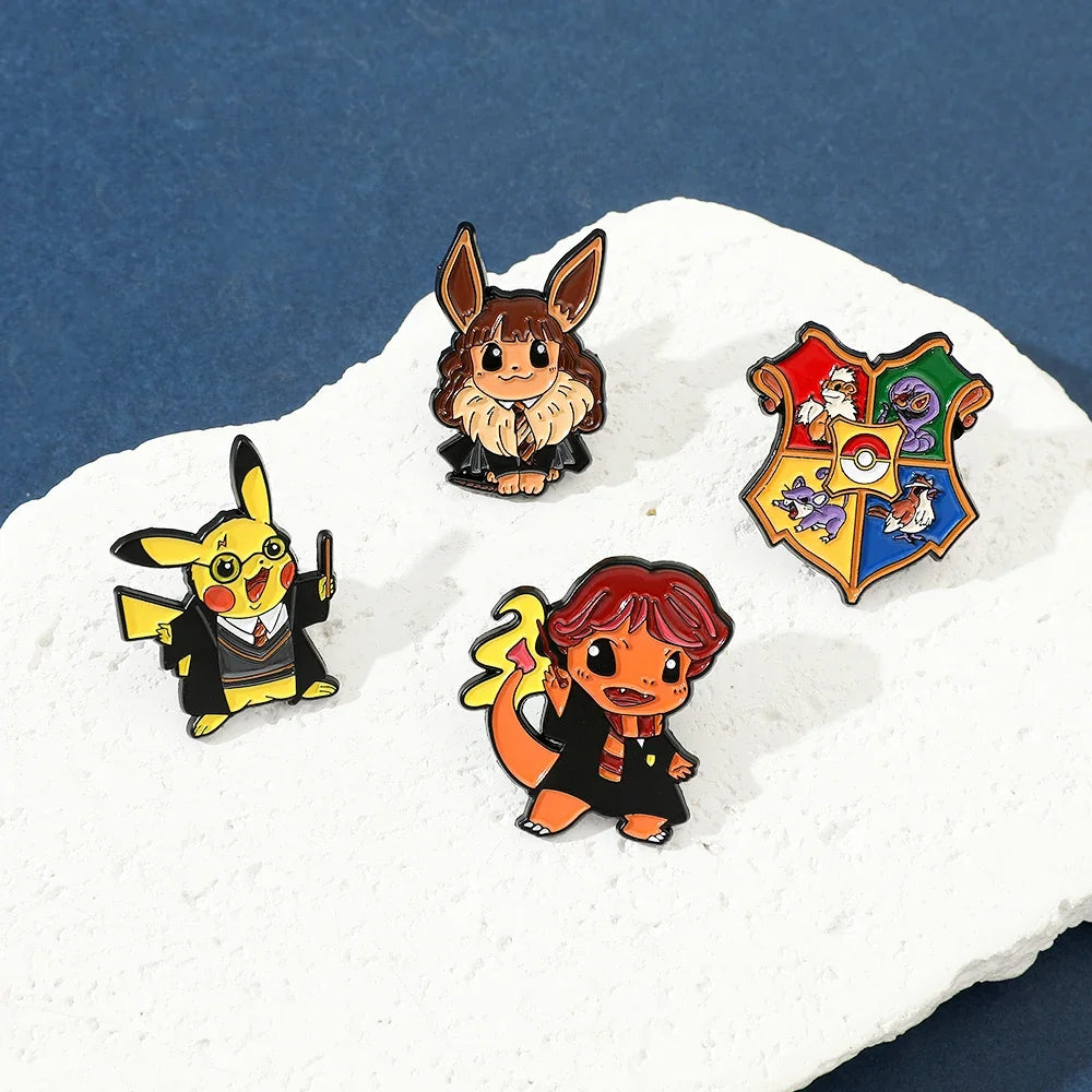 Cute anime enamel pins Pokemon Harry Potter - brooches | Lapel pins | Enamel pins | Eevee | Pikachu | Charmander