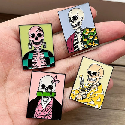 Demon Slayer Lapel pin enamel pin brooches for bags - Japanese anime cartoon pin set 4pcs 