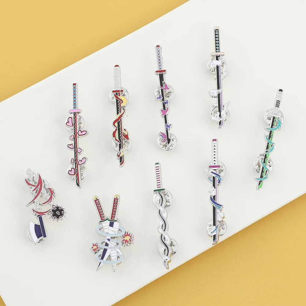 Demon Slayer sword enamel pins 15 piece set - lapel pin | Brooch | Japanese anime cute pins
