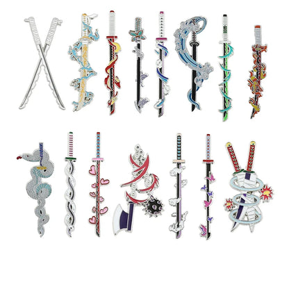 Demon Slayer sword enamel pins 15 piece set - lapel pin | Brooch | Japanese anime cute pins