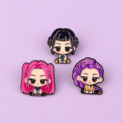 Kpop Demon hunters lapel pin enamel pin - brooch for hats, bag and shirts | Mira, Zoey, Rumi