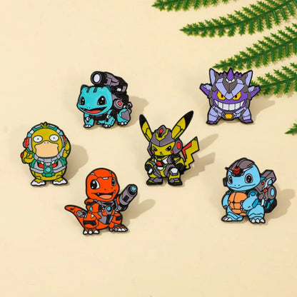 Pokemon lapel pin collection - 6 pcs cute anime hat pins | Pikachu