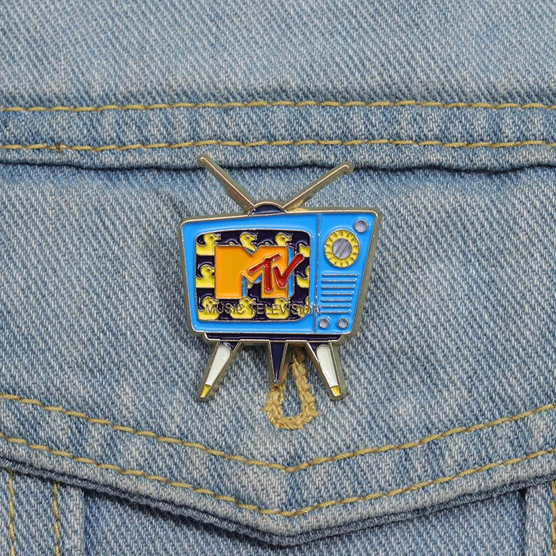 Retro MTV Television Enamel Pin - 80s Vintage Cartoon Badge