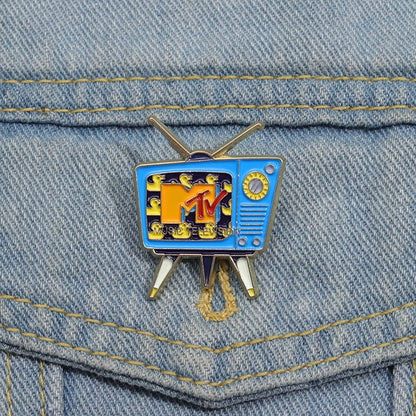 Retro MTV Television Enamel Pin - 80s Vintage Cartoon Badge