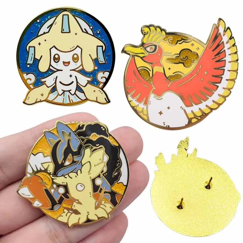 Pokemon Legendary Enamel Pins - Jirachi, Arceus, Kyogre, Rayquaza Collection