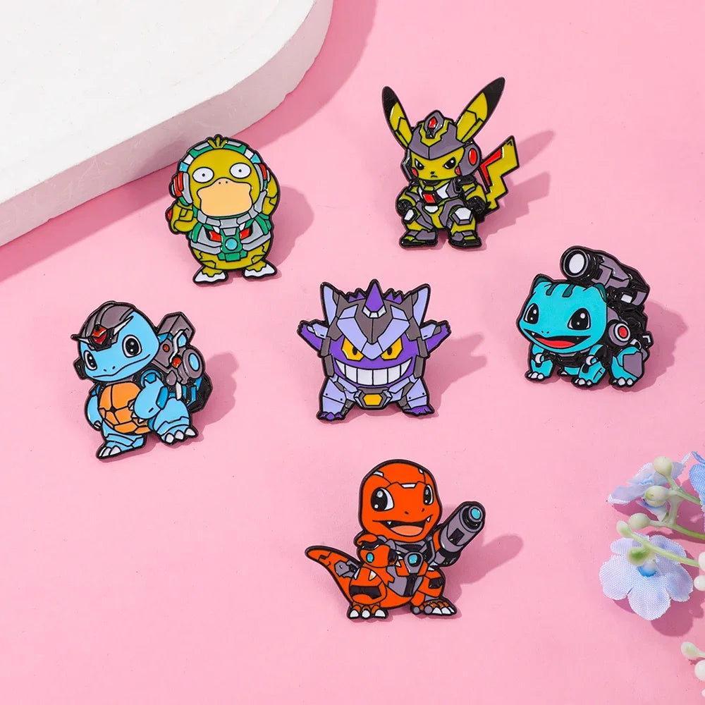 Pokemon Futuristic Cartoon Brooch Lapel Pin Set (6 Pcs)