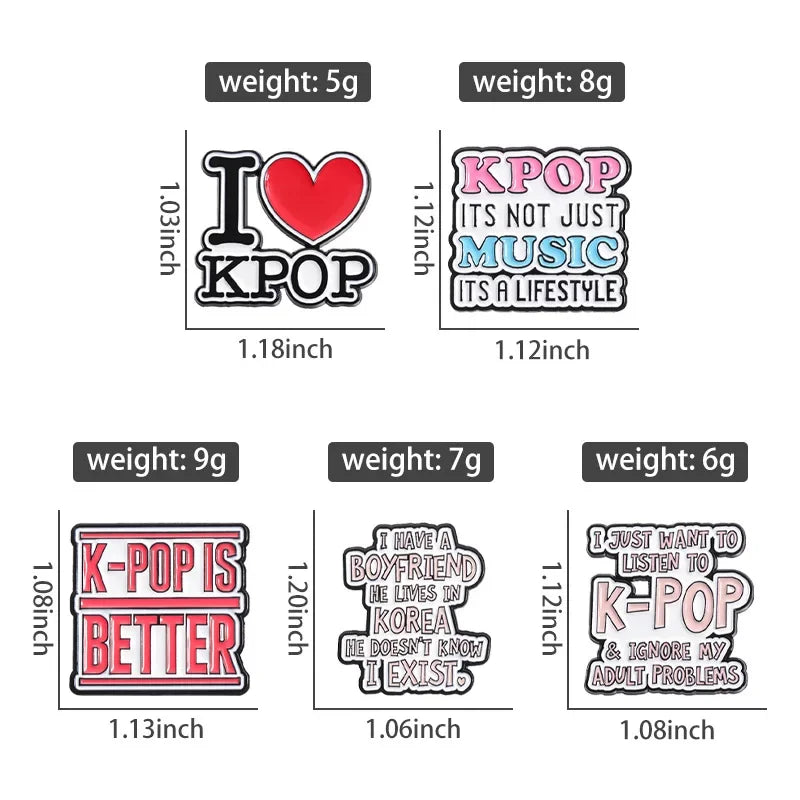 I Love Kpop Music Enamel Pin - Collectible Badge for Fans