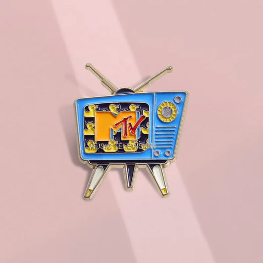 Retro MTV Television Enamel Pin - 80s Vintage Cartoon Badge