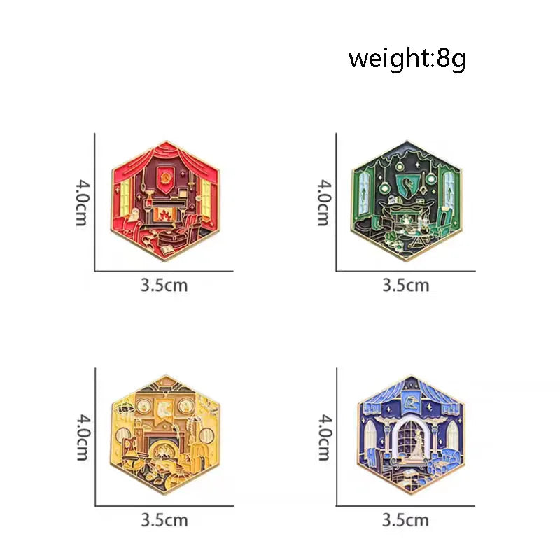 Four hexagonal pins with dimensions and weight information 