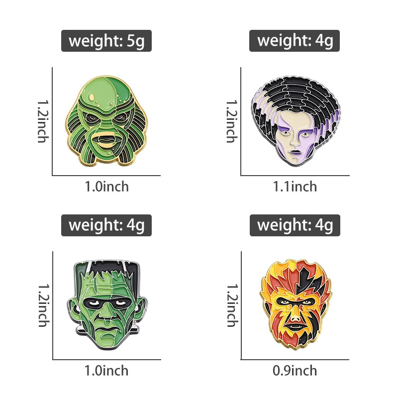 Horror Movie Monster Enamel Pins | Dracula & Classic Villain Brooch (Multiple Selections)