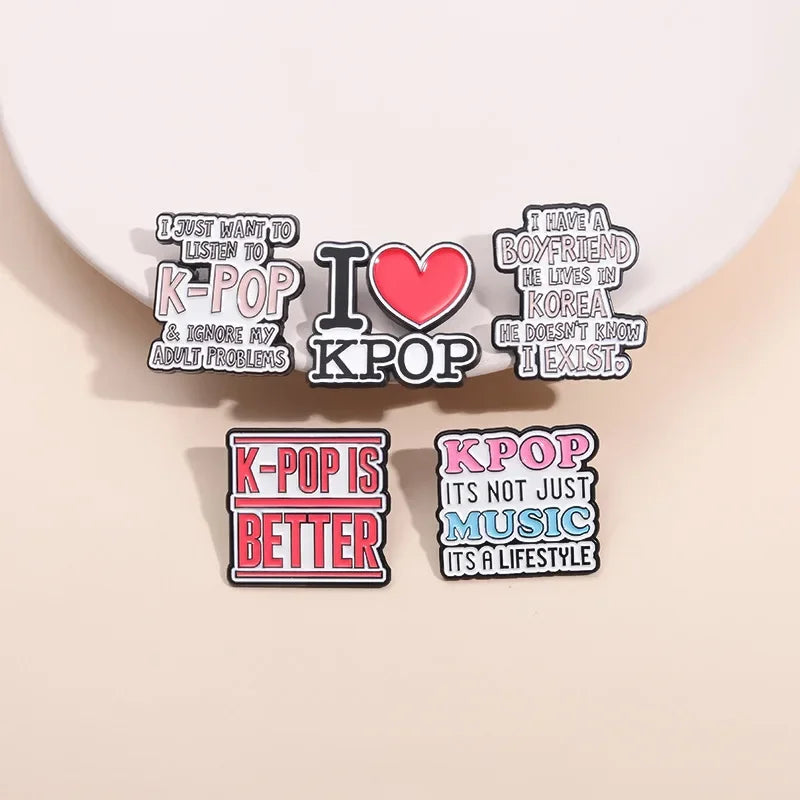 I Love Kpop Music Enamel Pin - Collectible Badge for Fans