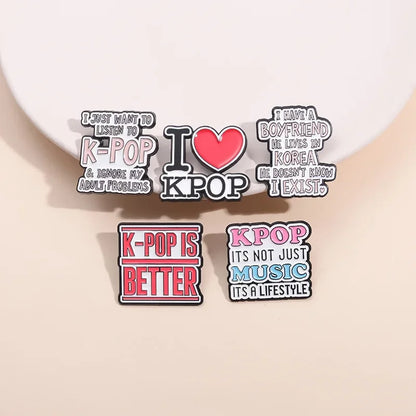 I Love Kpop Music Enamel Pin - Collectible Badge for Fans