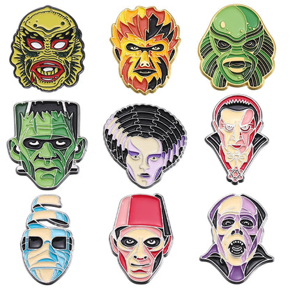 Horror Movie Monster Enamel Pins | Dracula & Classic Villain Brooch (Multiple Selections)
