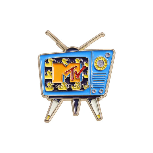 Retro MTV Television Enamel Pin - 80s Vintage Cartoon Badge