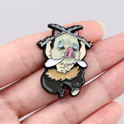 Demon Slayer cute character Enamel Pin -Tanjiro, Nezuko, Zenitsu, Inosuke and Giyu