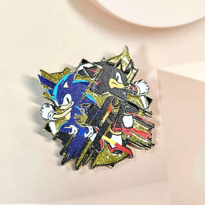 Sonic The Hedgehog Character Enamel Pin - Glittery Lapel Badge