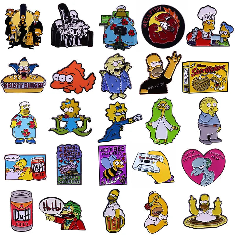 The Simpsons TV Cartoon Series Enamel Pin - 22 characters selections