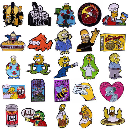 The Simpsons TV Cartoon Series Enamel Pin - 22 characters selections