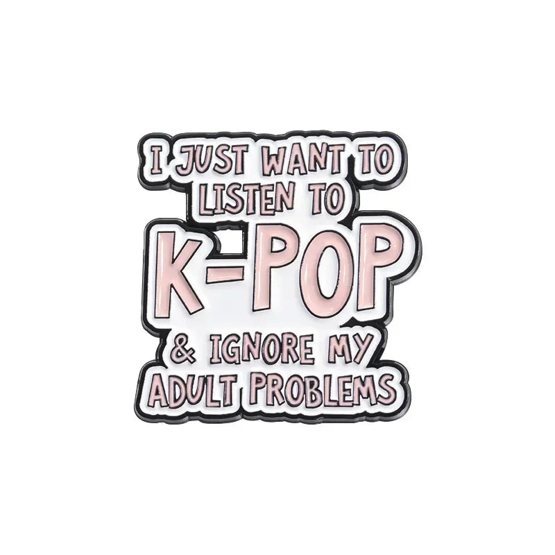I Love Kpop Music Enamel Pin - Collectible Badge for Fans