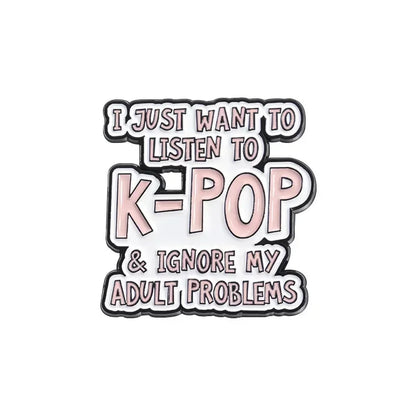 I Love Kpop Music Enamel Pin - Collectible Badge for Fans