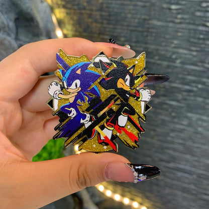 Sonic The Hedgehog Character Enamel Pin - Glittery Lapel Badge