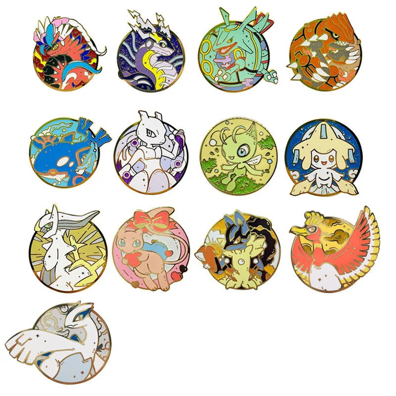 Pokemon Legendary Enamel Pins - Jirachi, Arceus, Kyogre, Rayquaza Collection