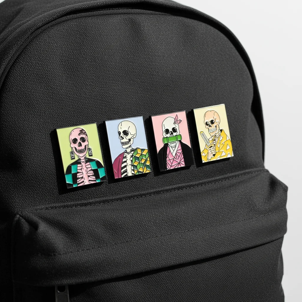 Demon Slayer Anime Skull Enamel Pins Lapel Set (4 Pcs)
