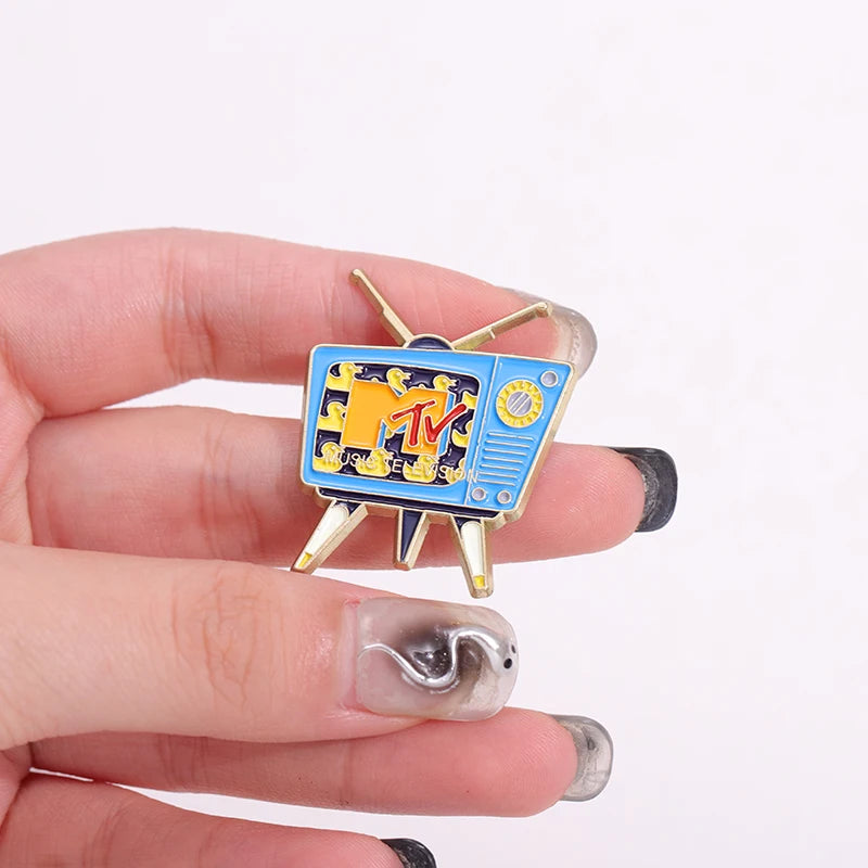 Retro MTV Television Enamel Pin - 80s Vintage Cartoon Badge