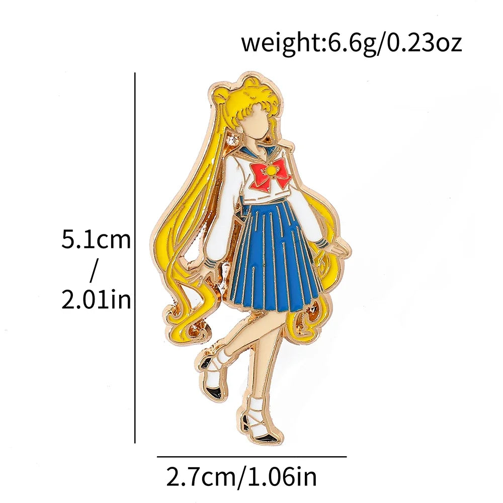 Pin with character design, weight, and dimensions displayed