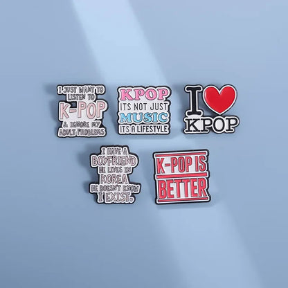 I Love Kpop Music Enamel Pin - Collectible Badge for Fans