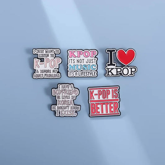 I Love Kpop Music Enamel Pin - Collectible Badge for Fans