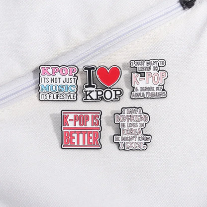 I Love Kpop Music Enamel Pin - Collectible Badge for Fans