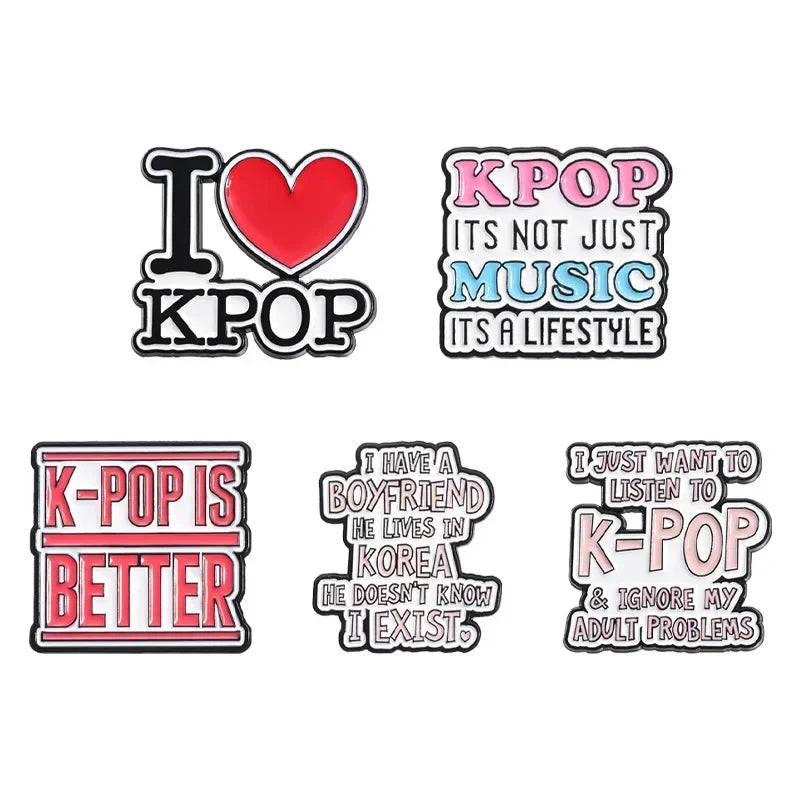 I Love Kpop Music Enamel Pin - Collectible Badge for Fans
