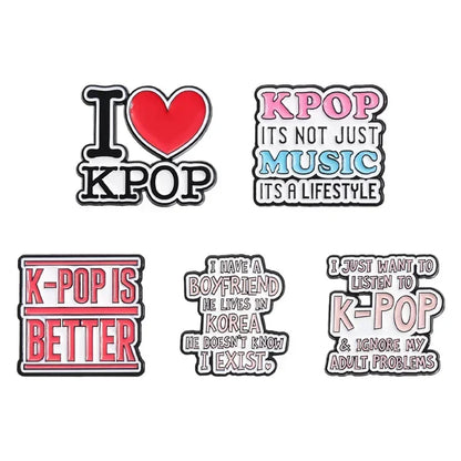 I Love Kpop Music Enamel Pin - Collectible Badge for Fans