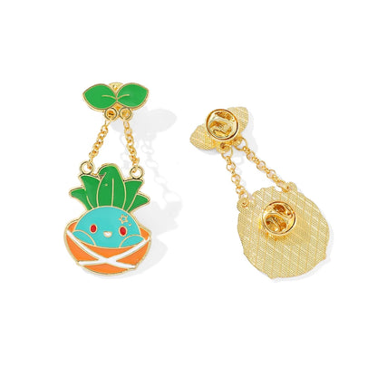 Pokemon Pin Bulbasaur & Oddish Enamel Pin lapel pin anime on a denim background
