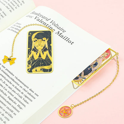 Anime Sailor Moon Metal Pendant Bookmark for Girls, School Stationery, Study Supplies, Birthday Party, Christmas Gift