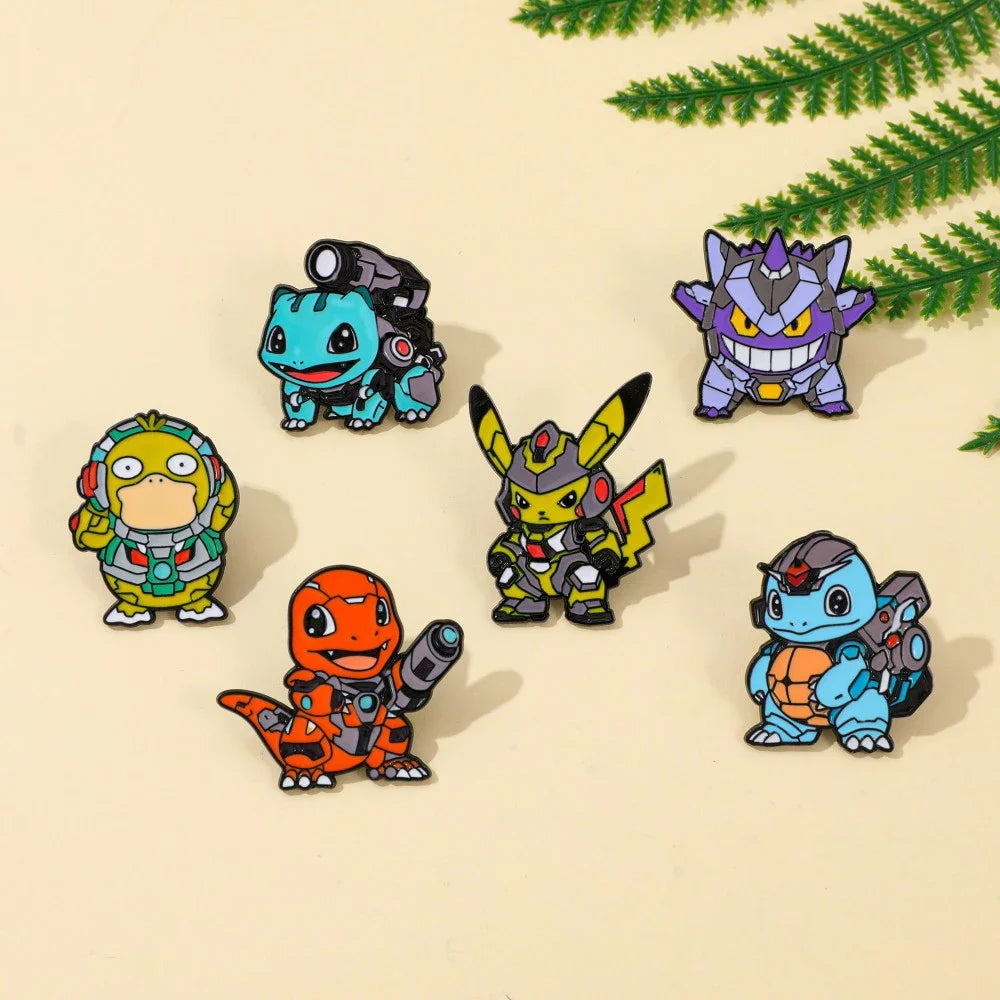 Pokemon Futuristic Cartoon Brooch Lapel Pin Set (6 Pcs)