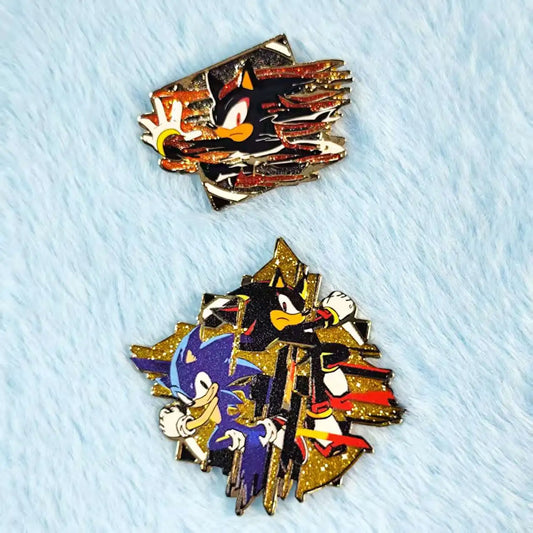 Sonic The Hedgehog Character Enamel Pin - Glittery Lapel Badge