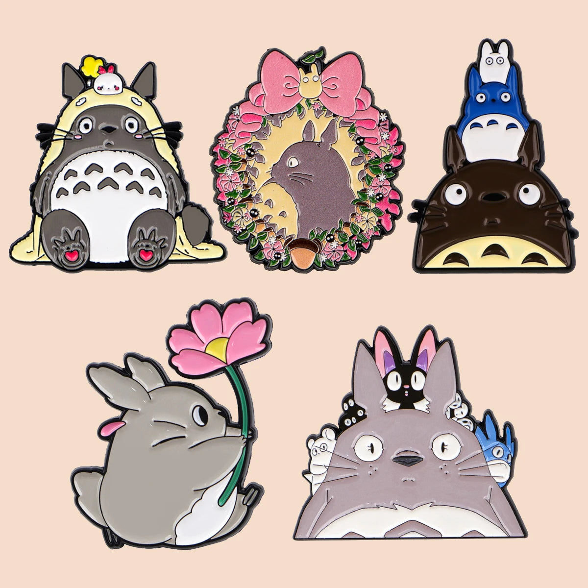 Ghibli Studio Totoro Enamel Pin Set - 5 Piece Cute Lapel Badge Collection