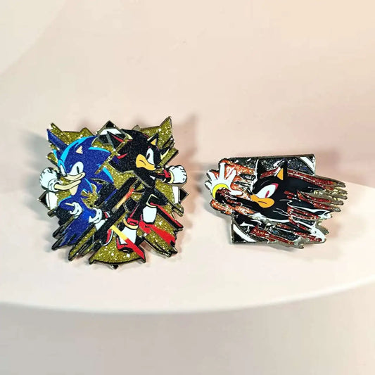 Sonic The Hedgehog Character Enamel Pin - Glittery Lapel Badge