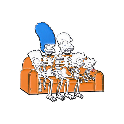 The SIMPSON Punk Skull Black and White Enamel Lapel Pin | Cartoon Brooch Badge