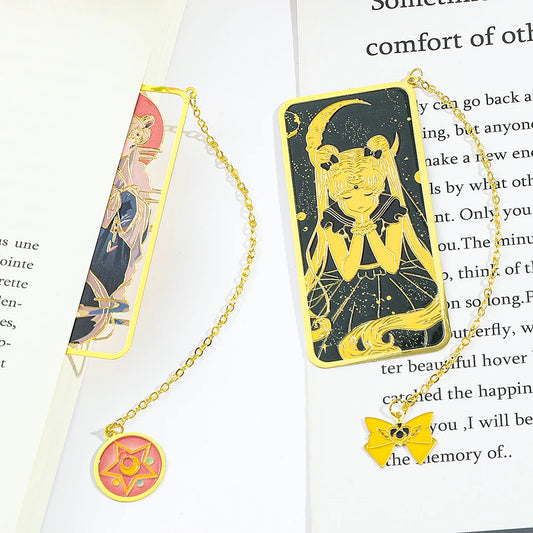 Anime Sailor Moon Metal Pendant Bookmark for Girls, School Stationery, Study Supplies, Birthday Party, Christmas Gift