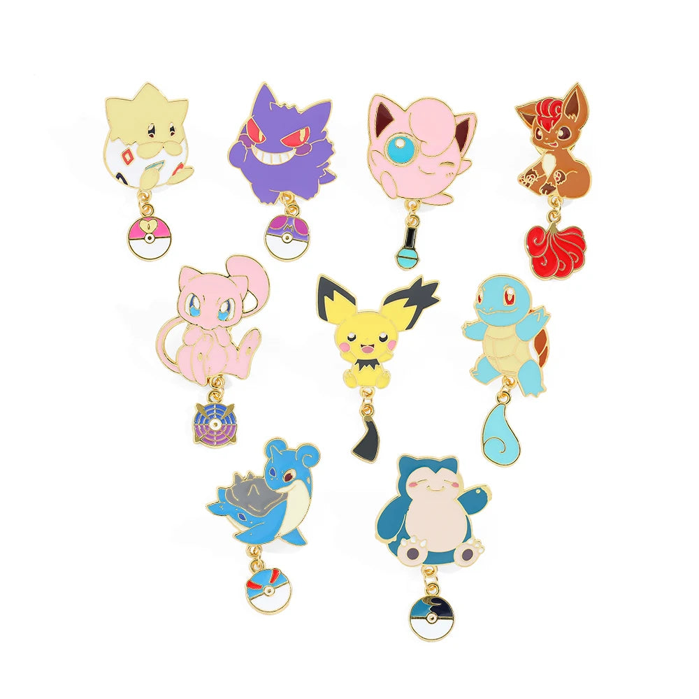 Set of colorful Pokémon character keychains on a white background