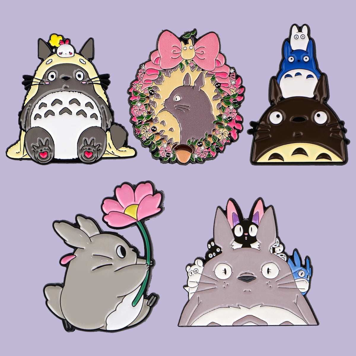 Ghibli Studio Totoro Enamel Pin Set - 5 Piece Cute Lapel Badge Collection