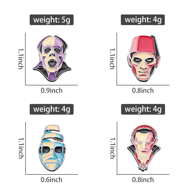 Horror Movie Monster Enamel Pins | Dracula & Classic Villain Brooch (Multiple Selections)